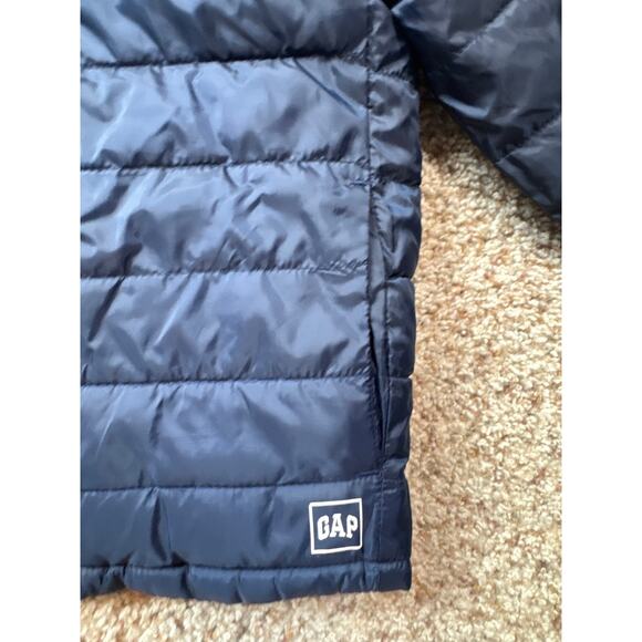 GAP REVERSABLE Boys Blue Puffer Primaloft Coat, size Kids 5; Outer Space, Galaxy - Picture 10 of 12